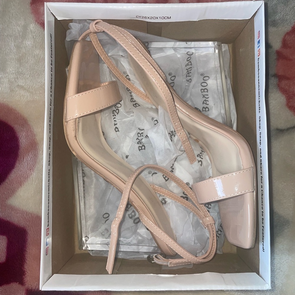 Clear Block Nude Heels